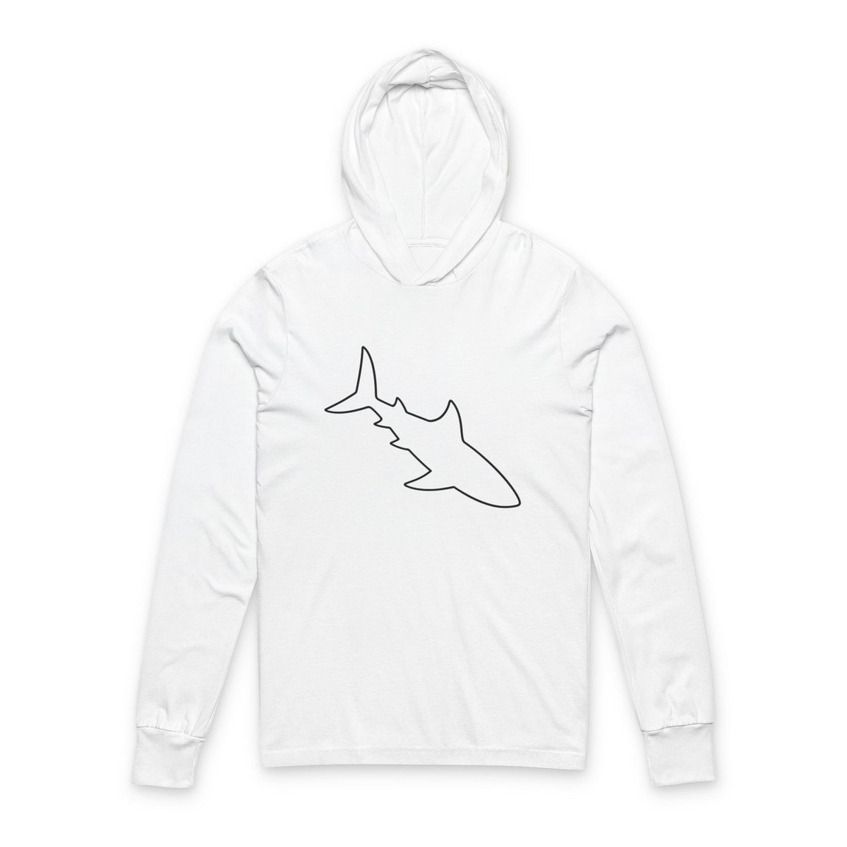 Shark Outline Hooded Long Sleeve Tee