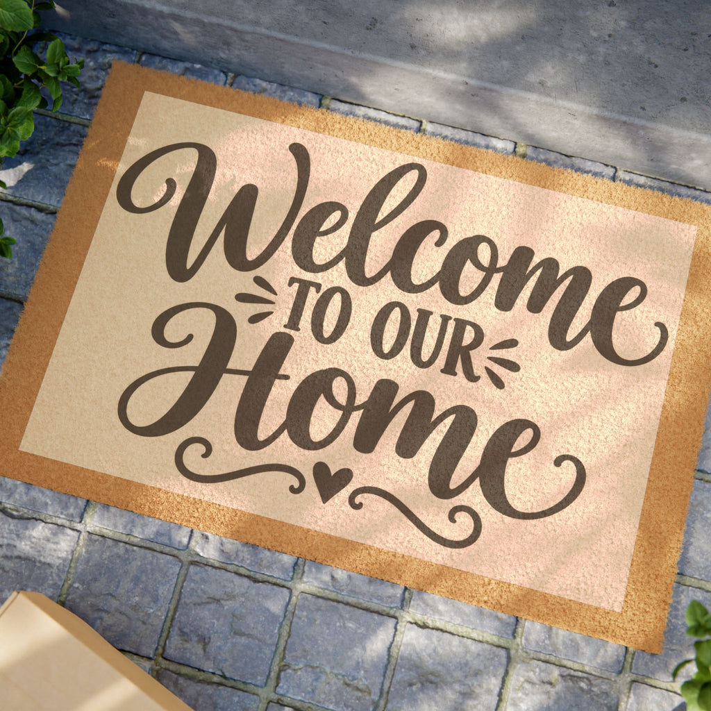 Welcome To Our Home Doormat — Rustic Coir Welcome Mat for Front Door