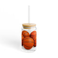 Basketball Glass Sipper | 16oz Sports Drink Jar with Straw
