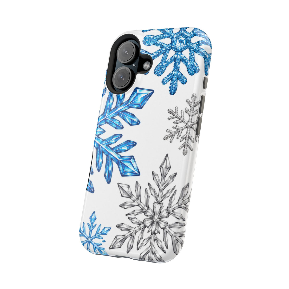 Snowflake Magnetic Impact Phone Case — Winter Blue Crystal Design