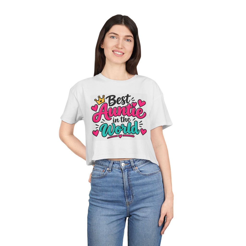 Best Auntie in the World Crop Tee – Cute Aunt Shirt for Mother's Day & Family Gifts