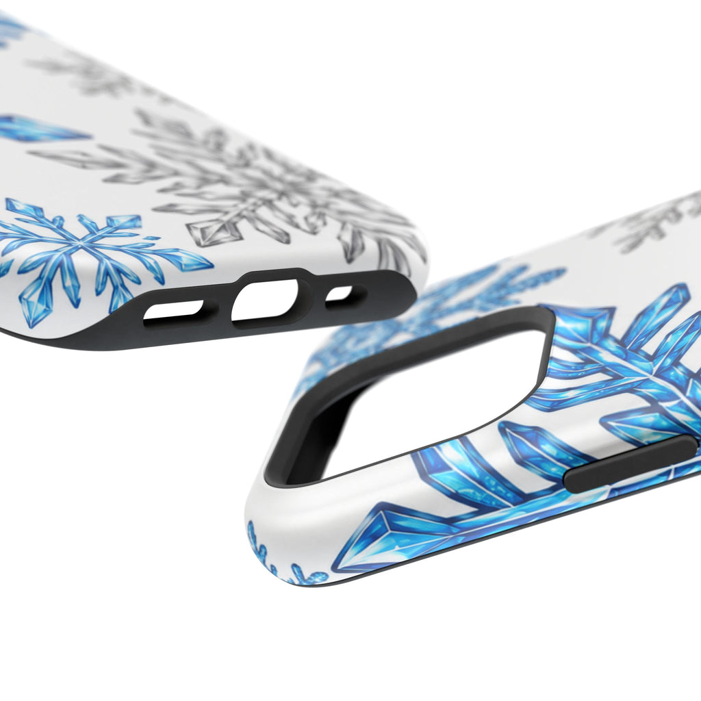 Snowflake Magnetic Impact Phone Case — Winter Blue Crystal Design