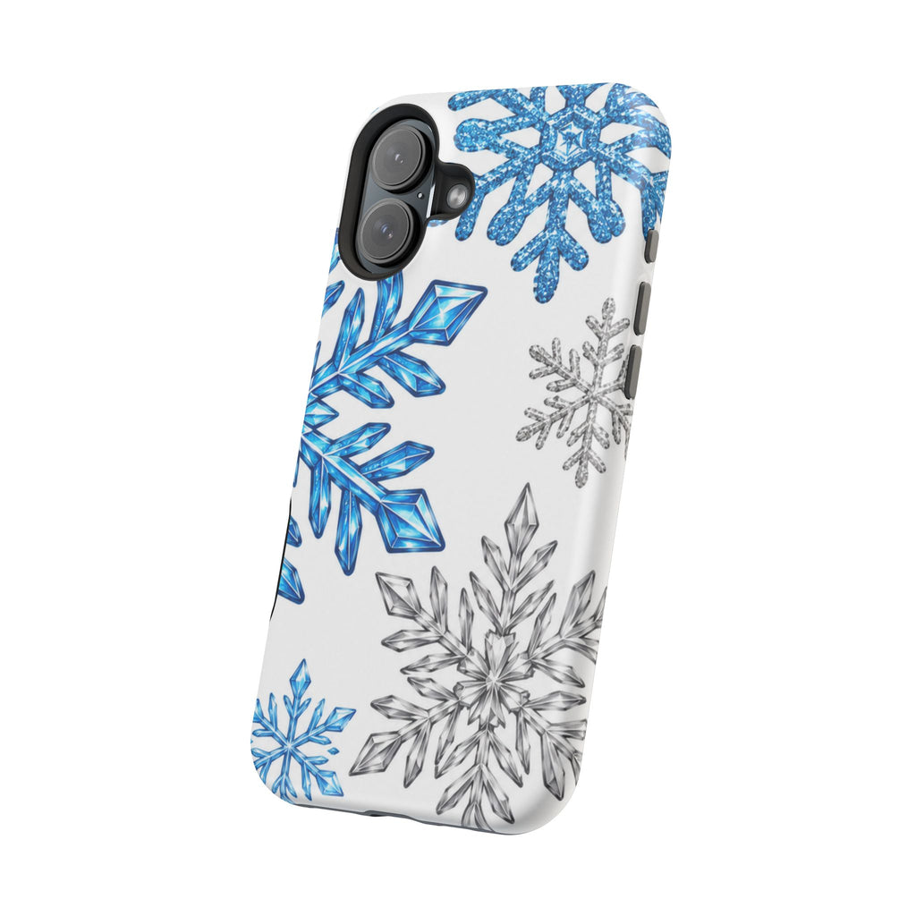 Snowflake Magnetic Impact Phone Case — Winter Blue Crystal Design