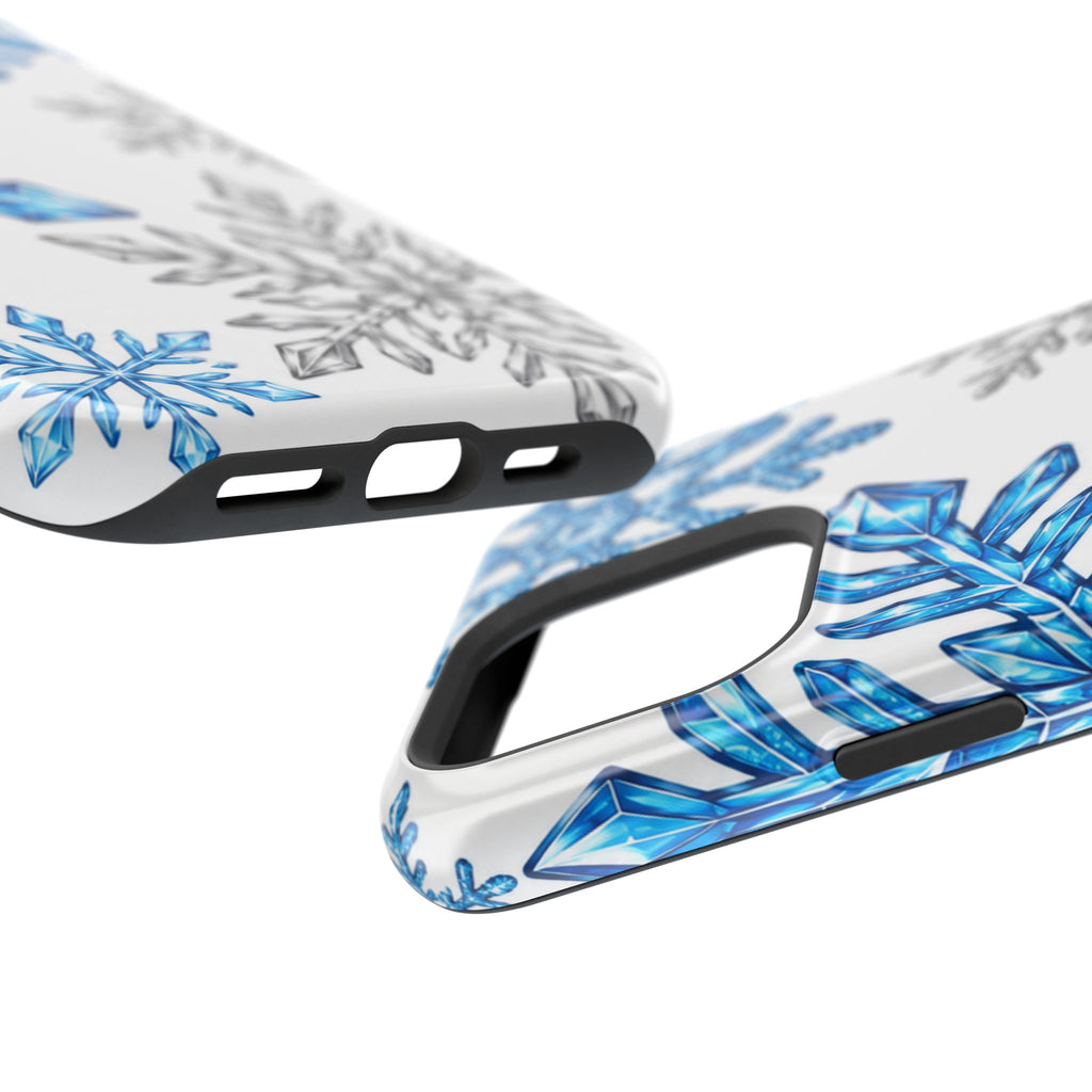 Snowflake Magnetic Impact Phone Case — Winter Blue Crystal Design