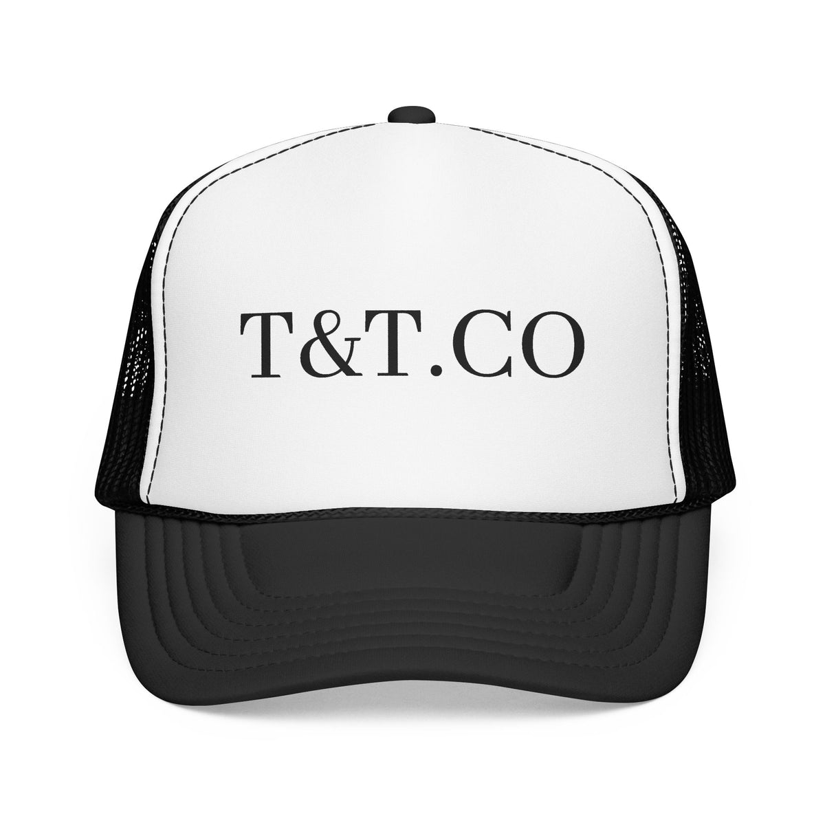 T&T.CO Foam Trucker Hat — Vintage Logo Mesh Baseball Cap