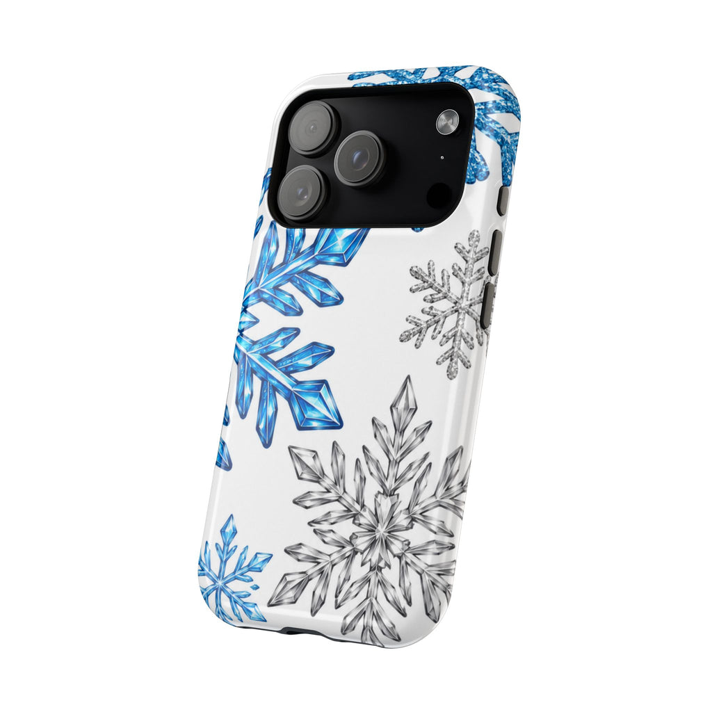 Snowflake Magnetic Impact Phone Case — Winter Blue Crystal Design