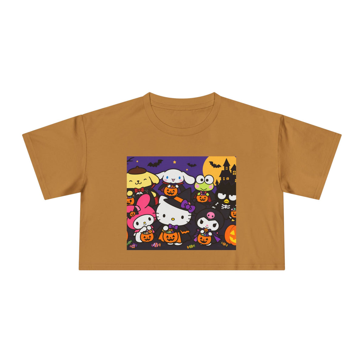 Halloween Kitty Crop Tee — Cute Hello Kitty Trick-or-Treat Graphic