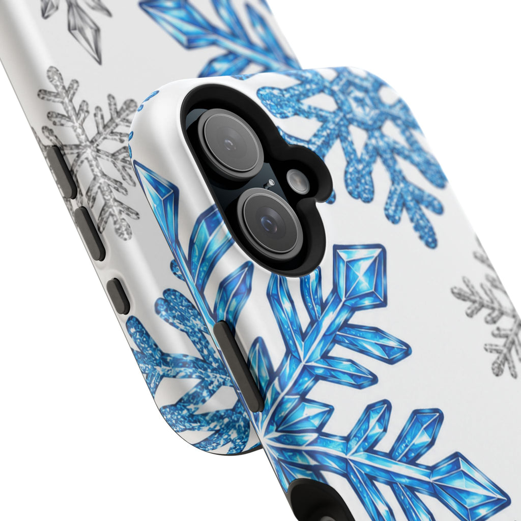 Snowflake Magnetic Impact Phone Case — Winter Blue Crystal Design