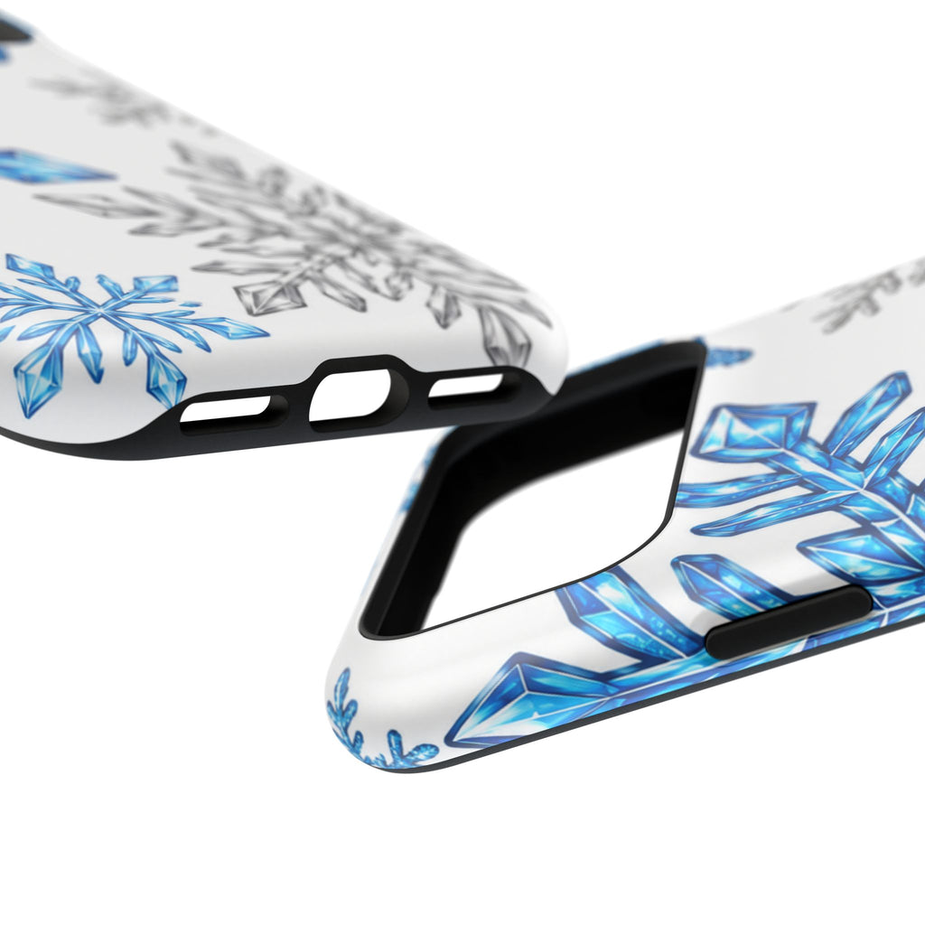 Snowflake Magnetic Impact Phone Case — Winter Blue Crystal Design