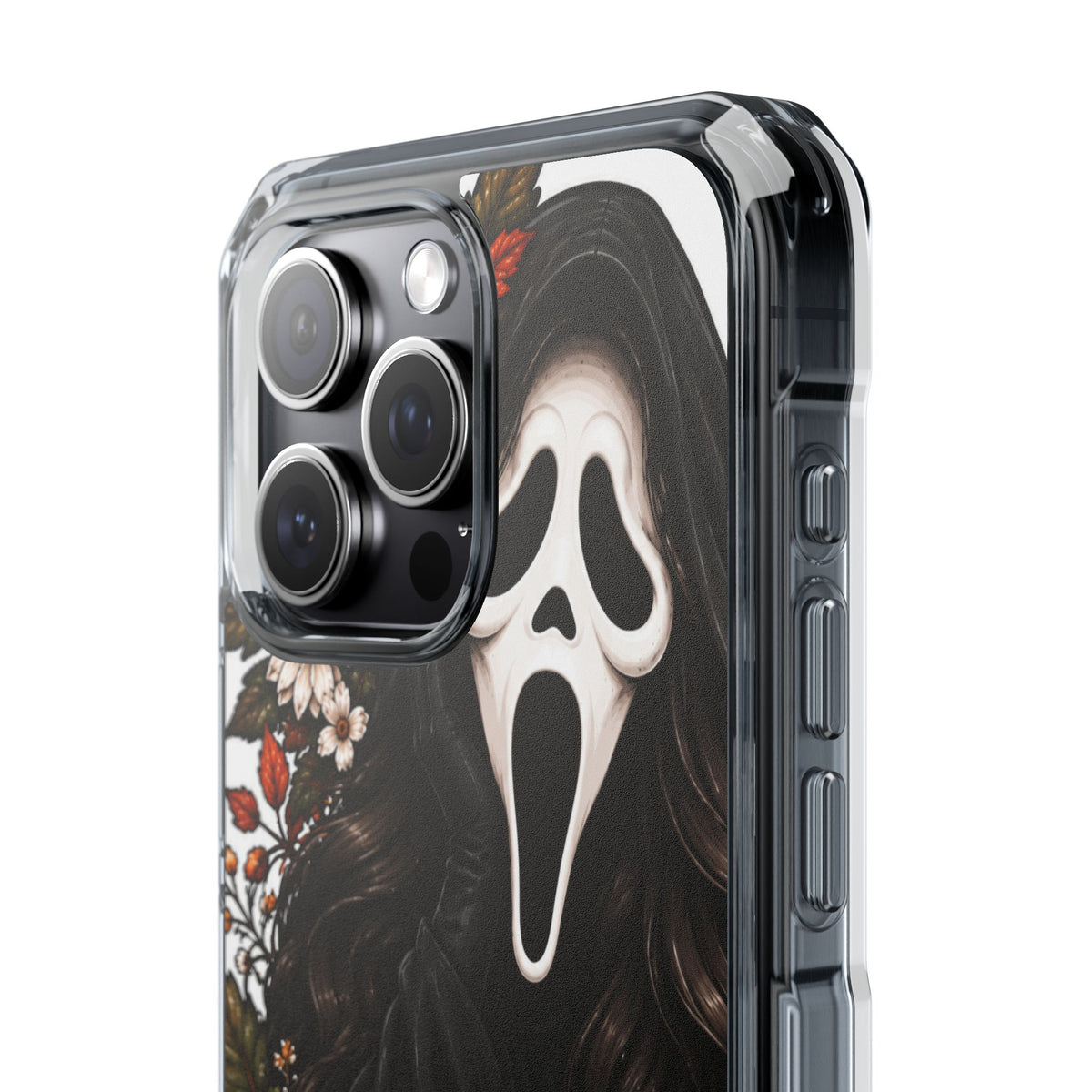 Clear Magnetic Phone Case — Autumn Scream Pumpkin & Sunflower Design
