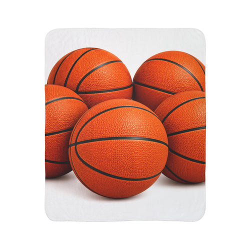 Basketball Sherpa Blanket – Cozy Orange Basketball Design for Fans, Gift for Players & Sports Lovers