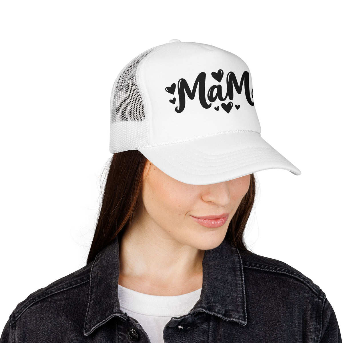 Mama Foam Trucker Hat – Cute Heart Script Mom Cap, Mother's Day Gift