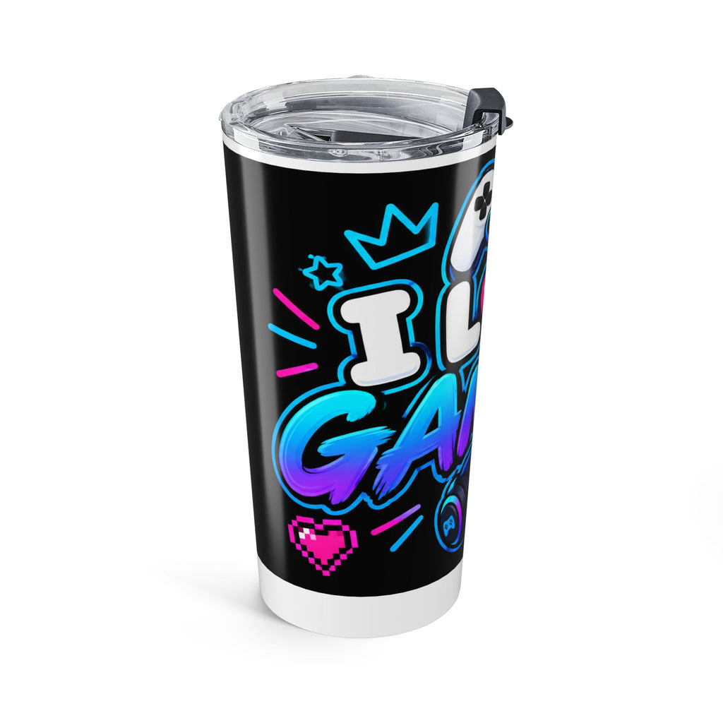 20oz Gaming Tumbler — "I Love Gaming" Neon Controller Travel Cup