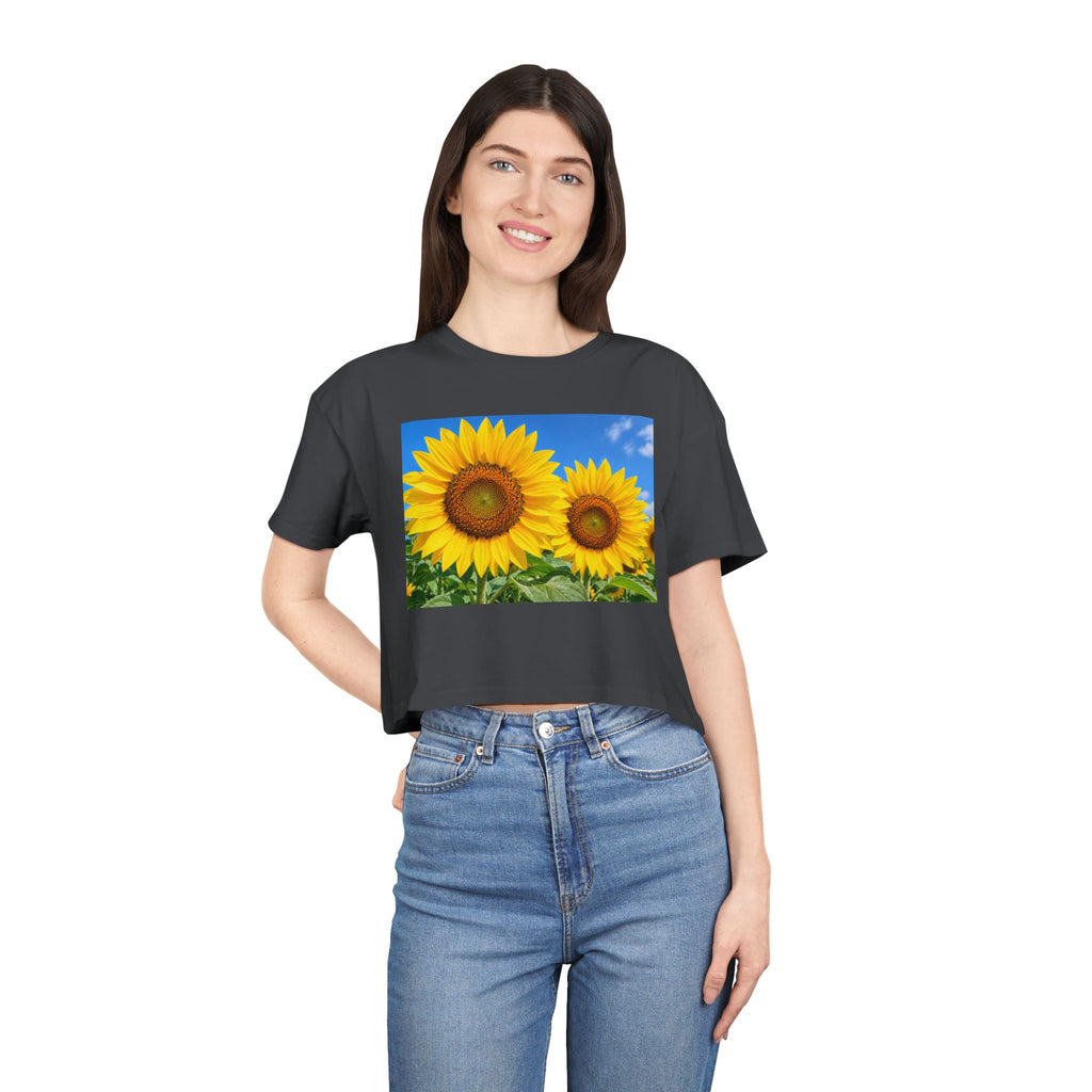 Sunflower Print Crop Tee