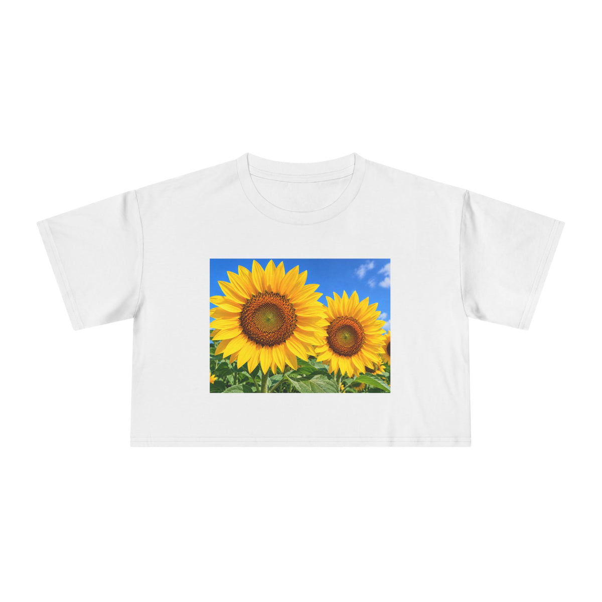 Sunflower Print Crop Tee