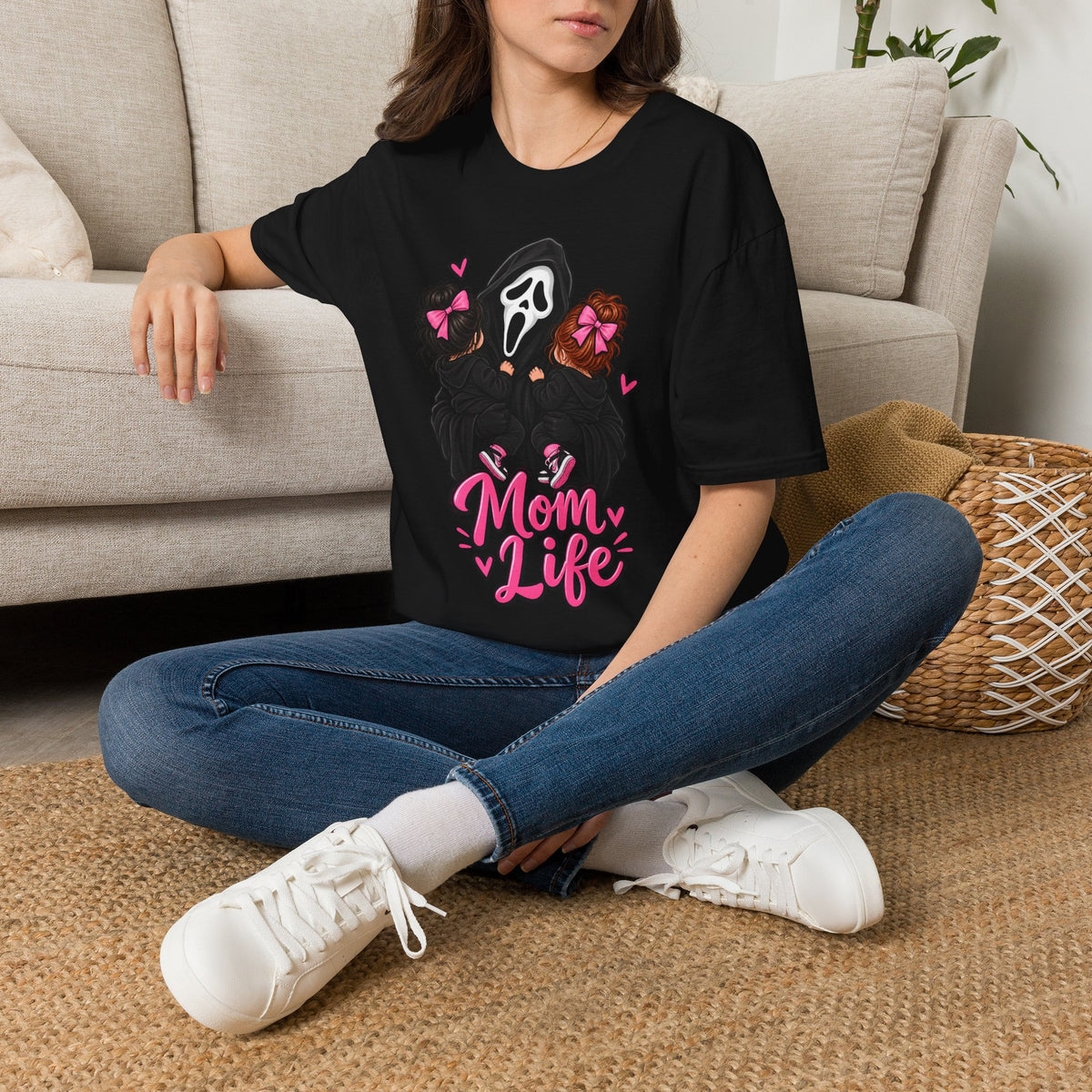 Mom Life Horror Graphic T-Shirt — Cute Scream Mask Mom Design