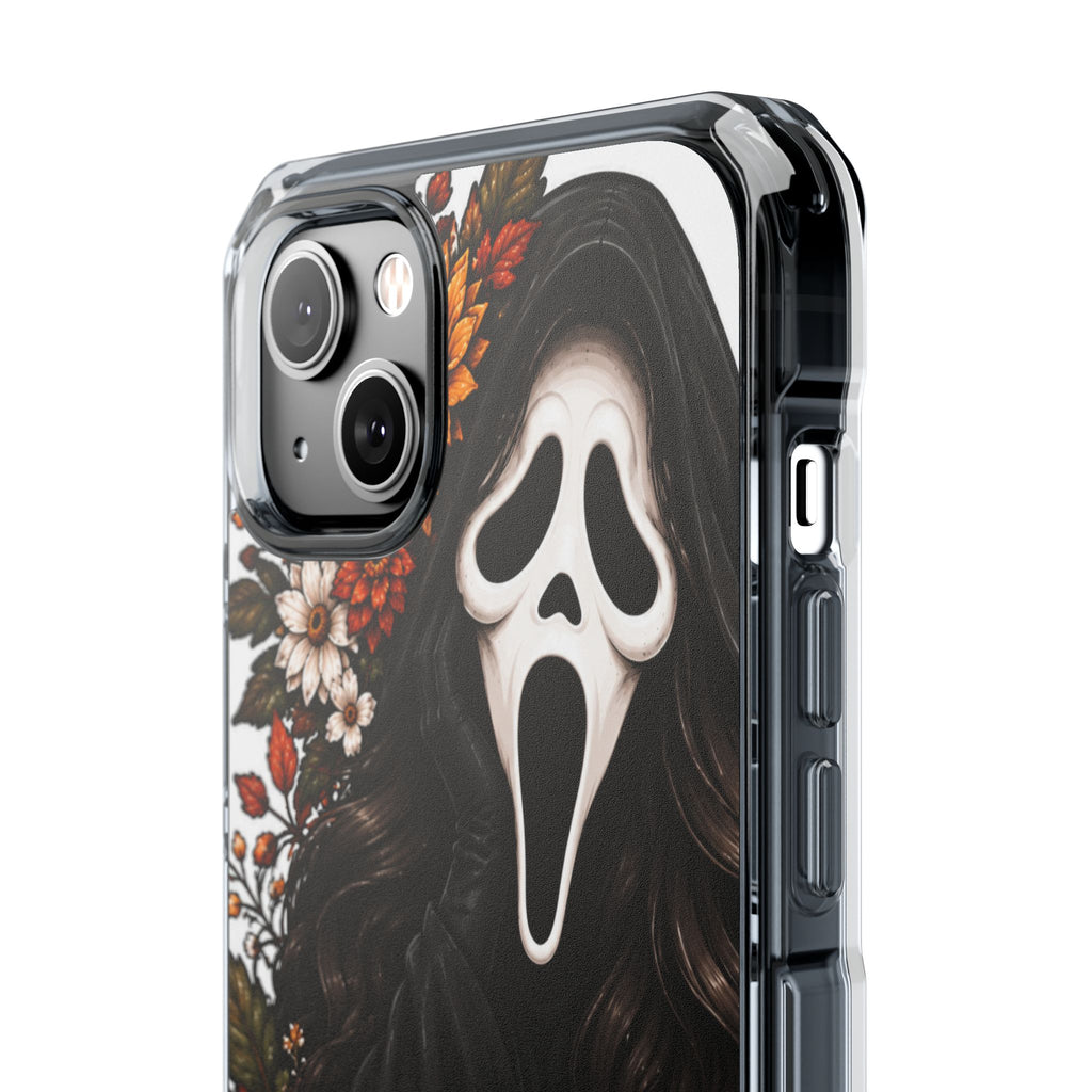 Clear Magnetic Phone Case — Autumn Scream Pumpkin & Sunflower Design