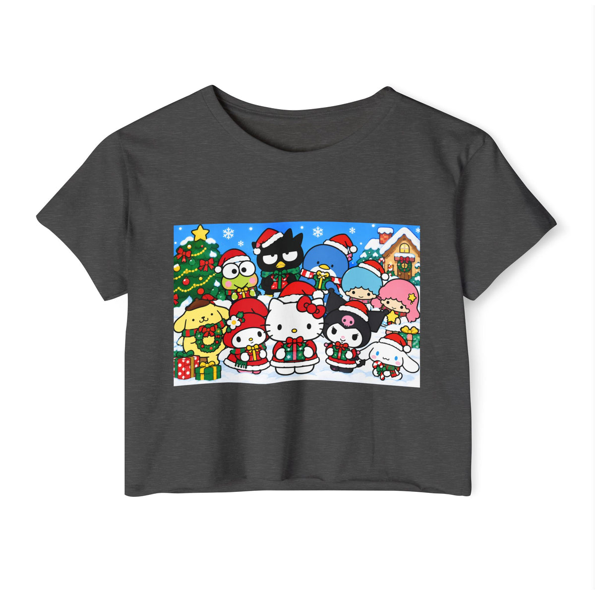 Hello Kitty Christmas Crop Top — Cute Sanrio Holiday Festival Tee