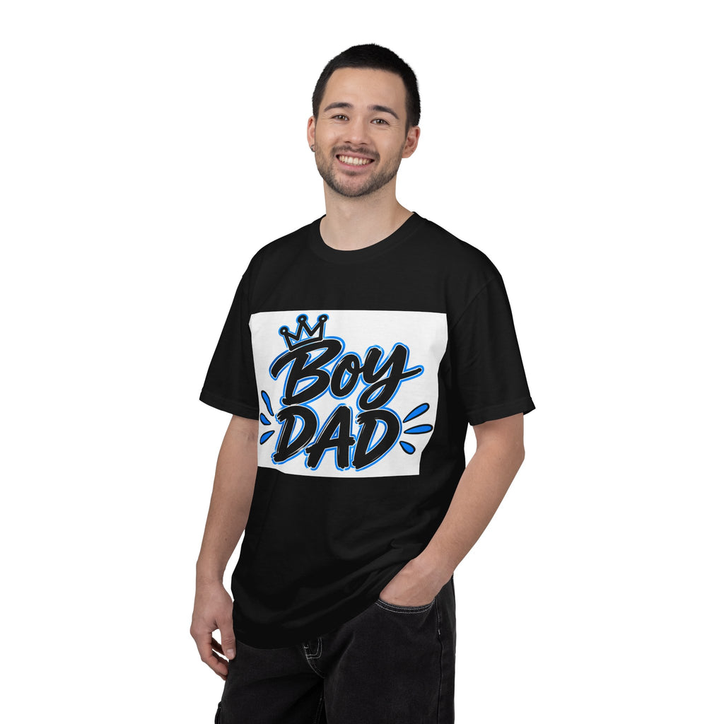 Boy Dad T-Shirt - Retro Blue Script Father's Day Tee for New and Proud Dads