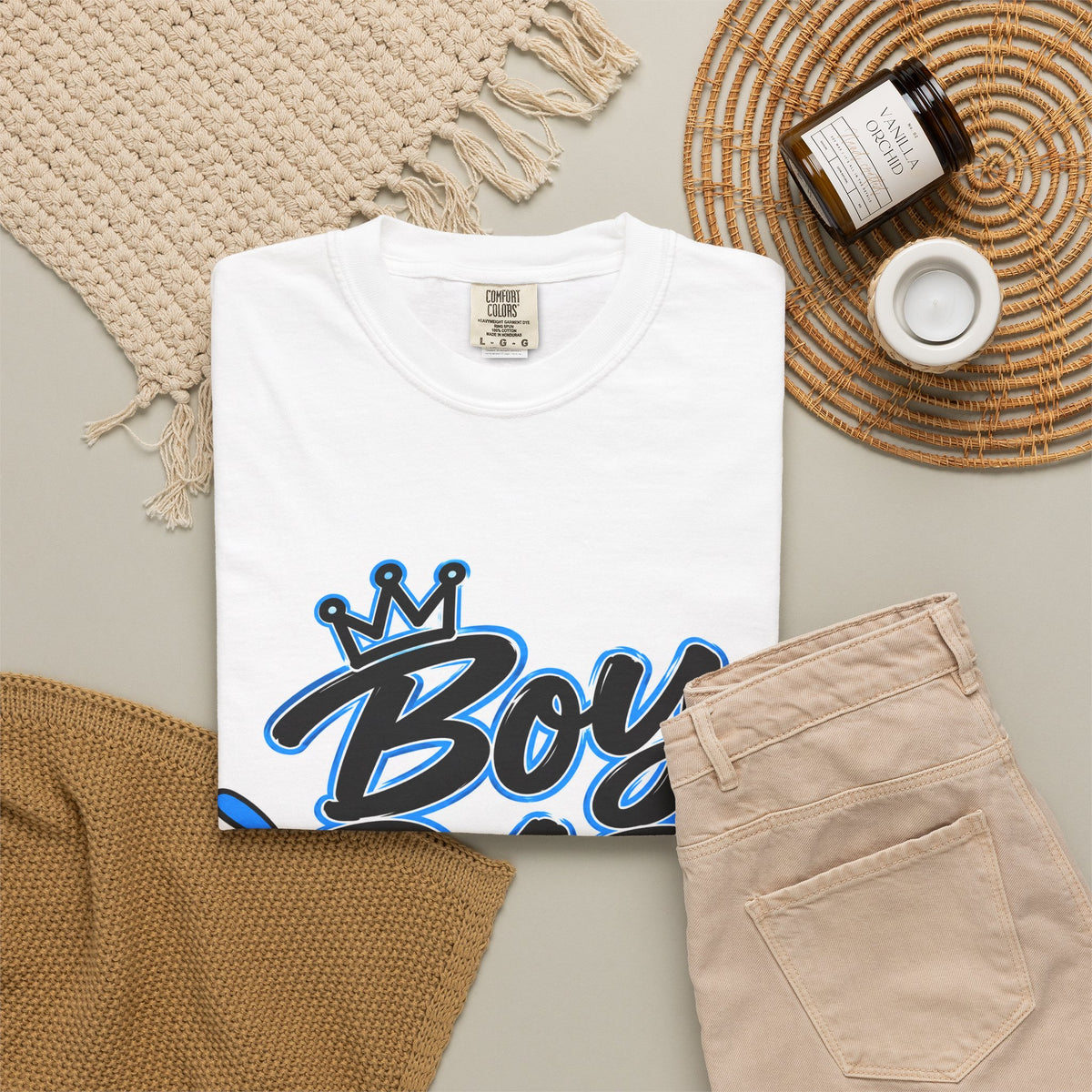 Boy Dad T-Shirt - Retro Blue Script Father's Day Tee for New and Proud Dads