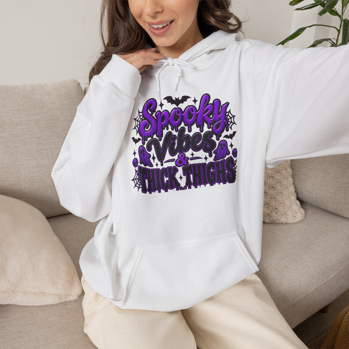 Spooky Vibes Hoodie — Halloween Trick or Treat Graphic Hooded Sweatshirt
