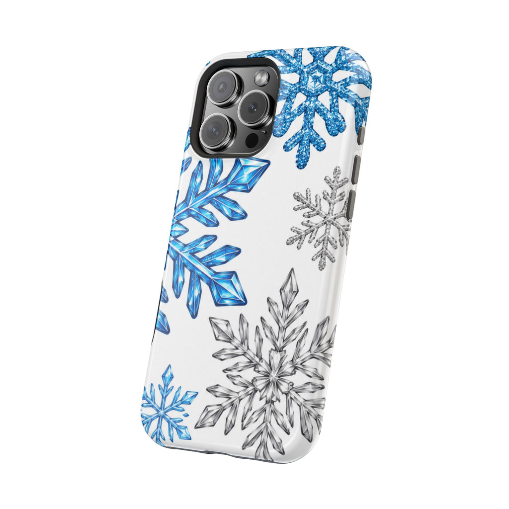Snowflake Magnetic Impact Phone Case — Winter Blue Crystal Design