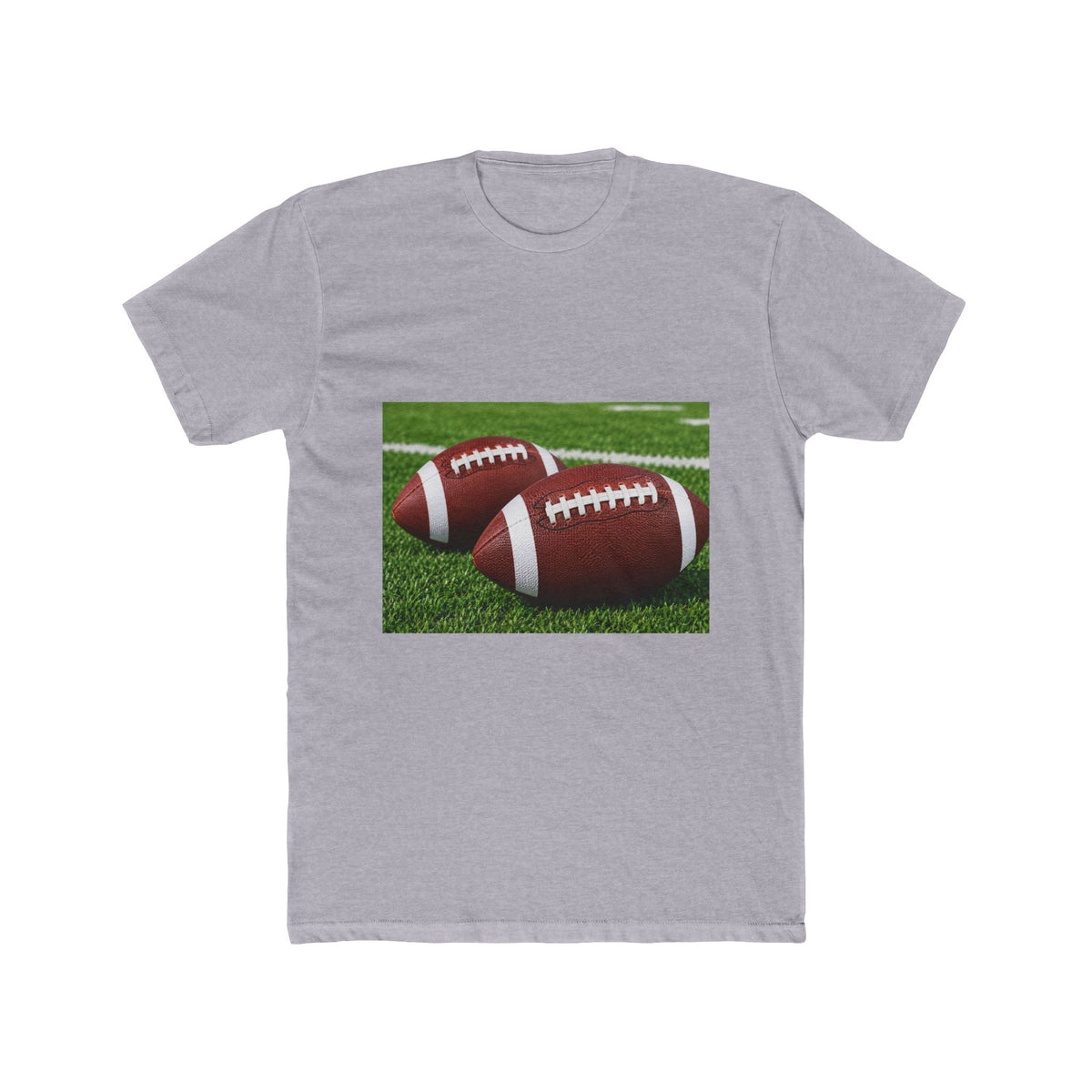 Football Graphic Tee — Two Footballs on Field Cotton T‑Shirt