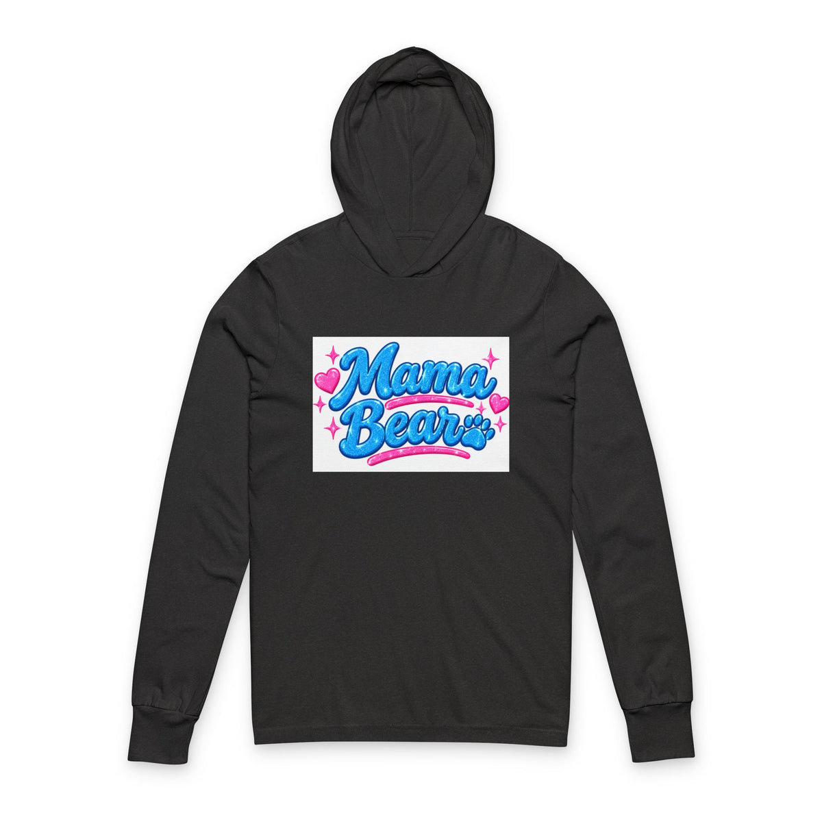 Mama Bear Hoodie Tee — Cute Pink & Blue Mother's Day Long Sleeve Hooded Shirt
