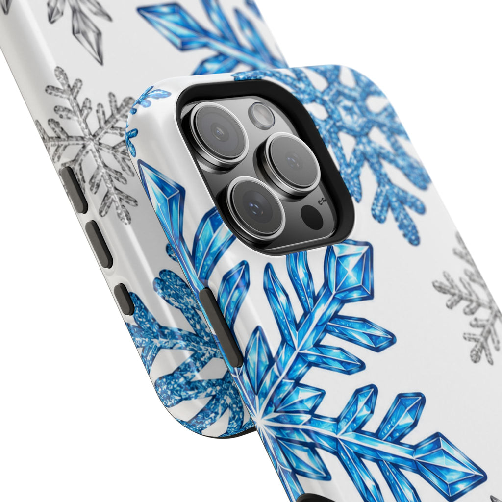 Snowflake Magnetic Impact Phone Case — Winter Blue Crystal Design