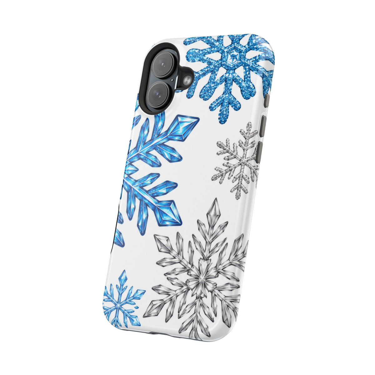 Snowflake Magnetic Impact Phone Case — Winter Blue Crystal Design