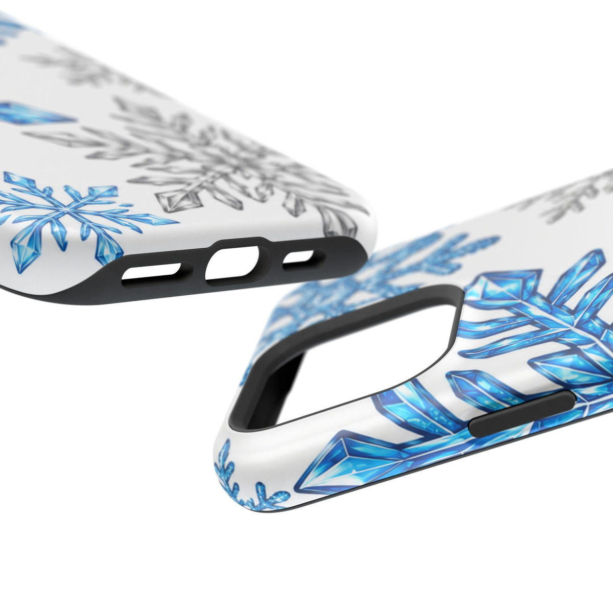 Snowflake Magnetic Impact Phone Case — Winter Blue Crystal Design
