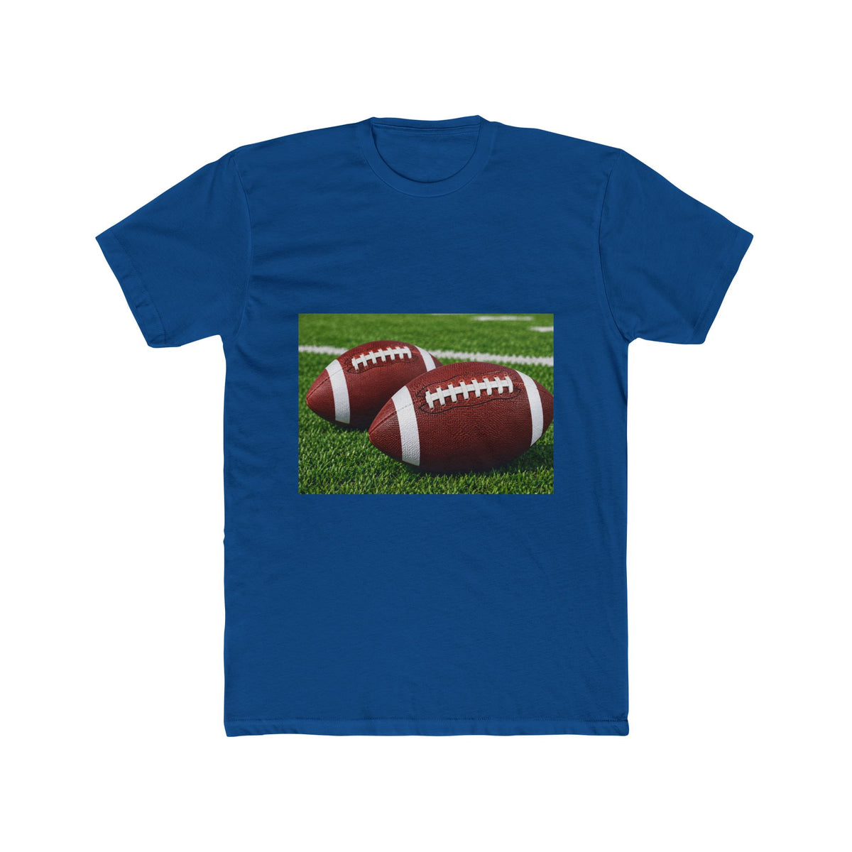 Football Graphic Tee — Two Footballs on Field Cotton T‑Shirt