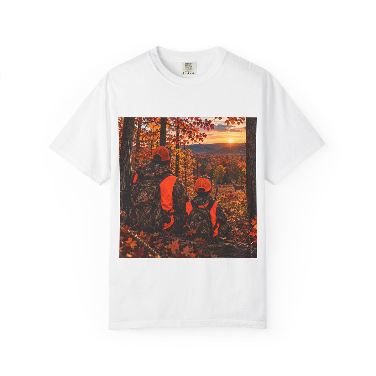 Hunting Sunset T-Shirt — Father & Son Autumn Camouflage Scene