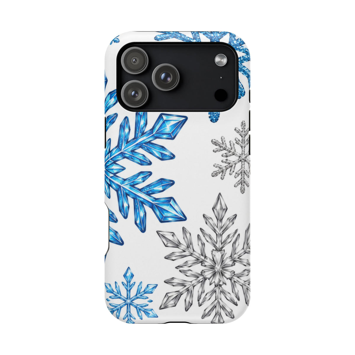 Snowflake Magnetic Impact Phone Case — Winter Blue Crystal Design