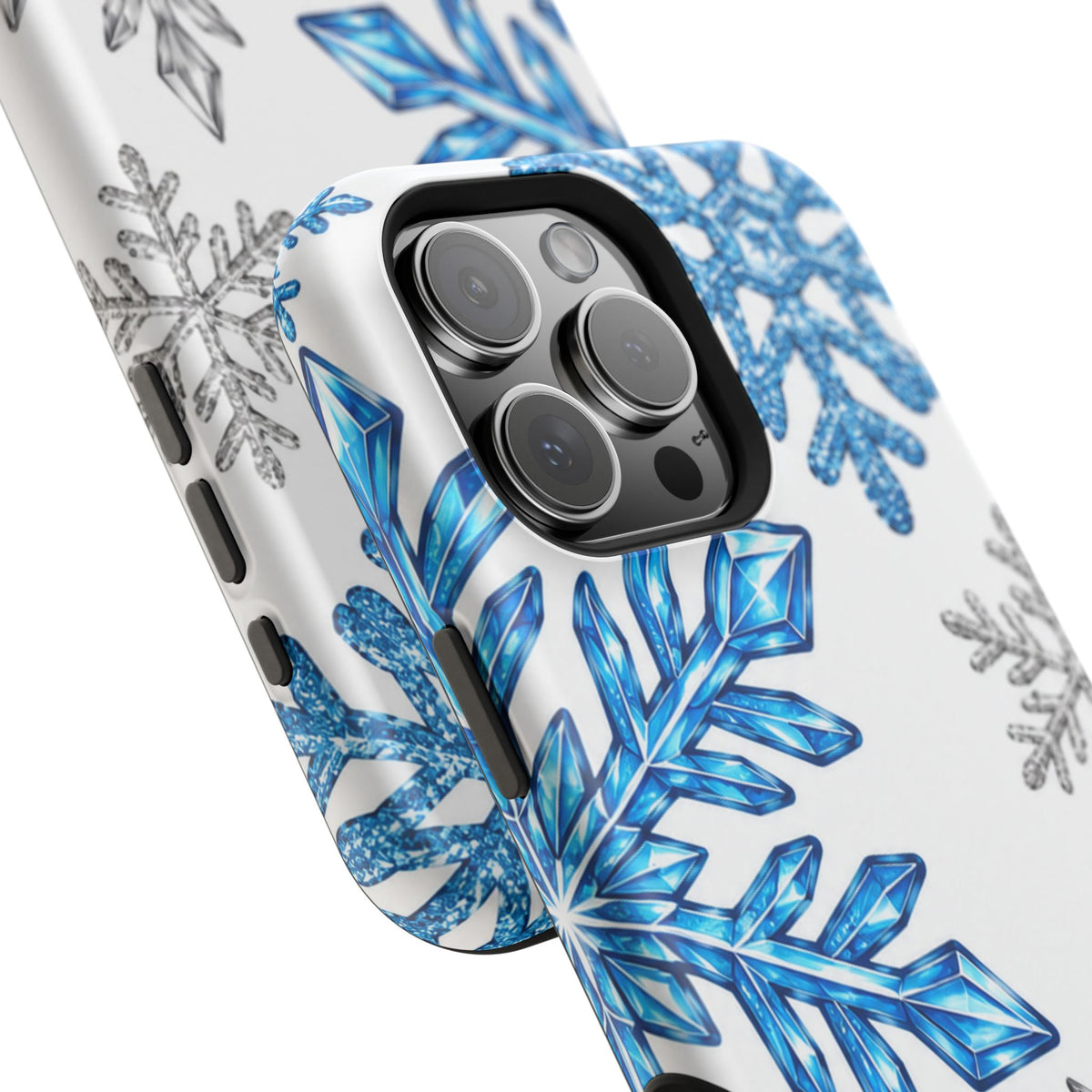 Snowflake Magnetic Impact Phone Case — Winter Blue Crystal Design