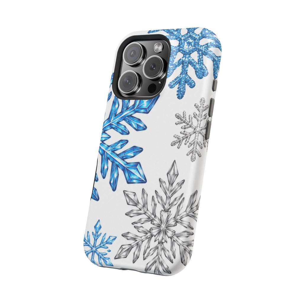 Snowflake Magnetic Impact Phone Case — Winter Blue Crystal Design