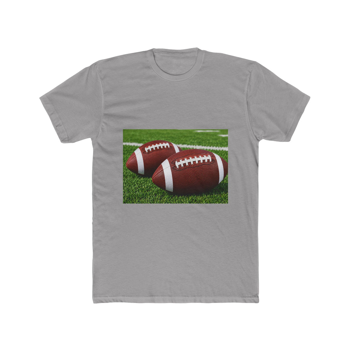Football Graphic Tee — Two Footballs on Field Cotton T‑Shirt