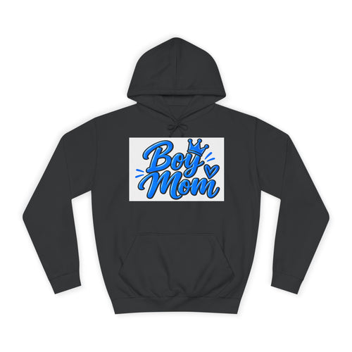 Boy Mom Hoodie - Blue Script Graphic Pullover for Proud Moms