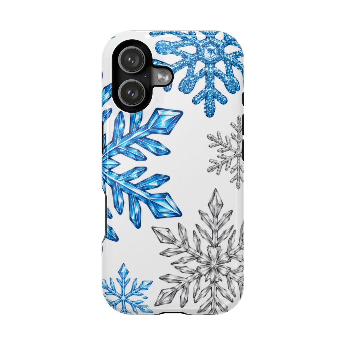 Snowflake Magnetic Impact Phone Case — Winter Blue Crystal Design