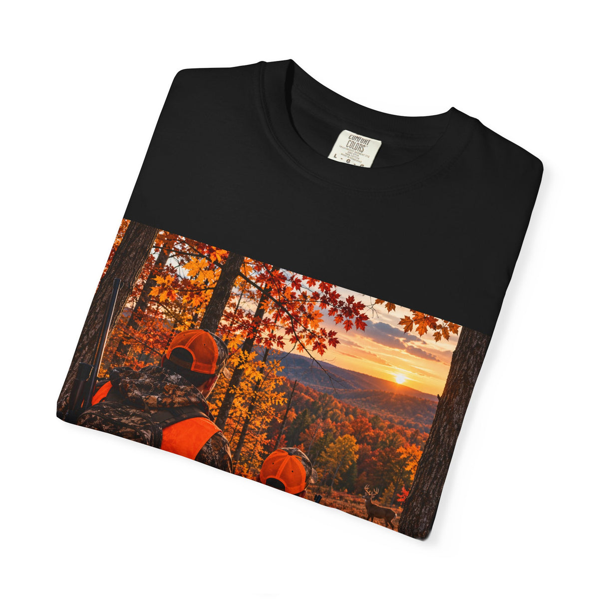 Hunting Sunset T-Shirt — Father & Son Autumn Camouflage Scene