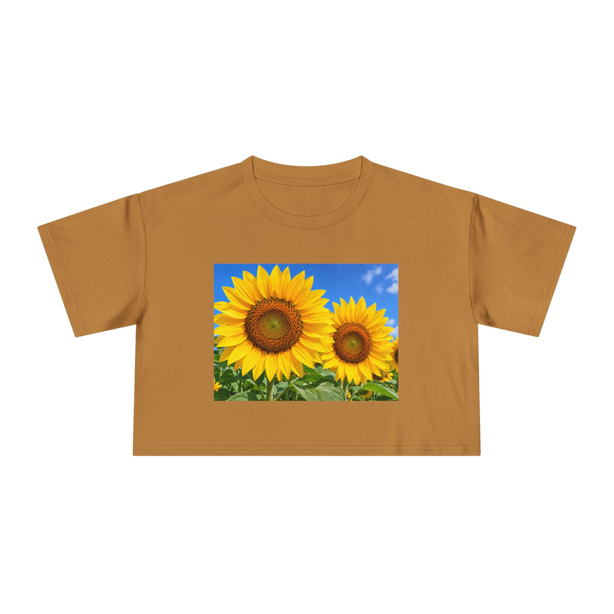 Sunflower Print Crop Tee