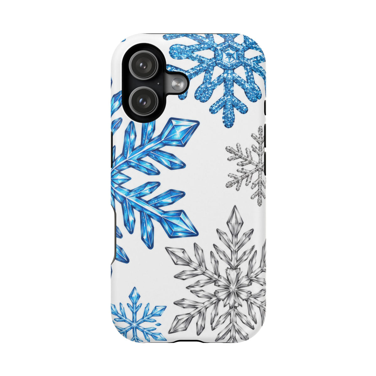 Snowflake Magnetic Impact Phone Case — Winter Blue Crystal Design