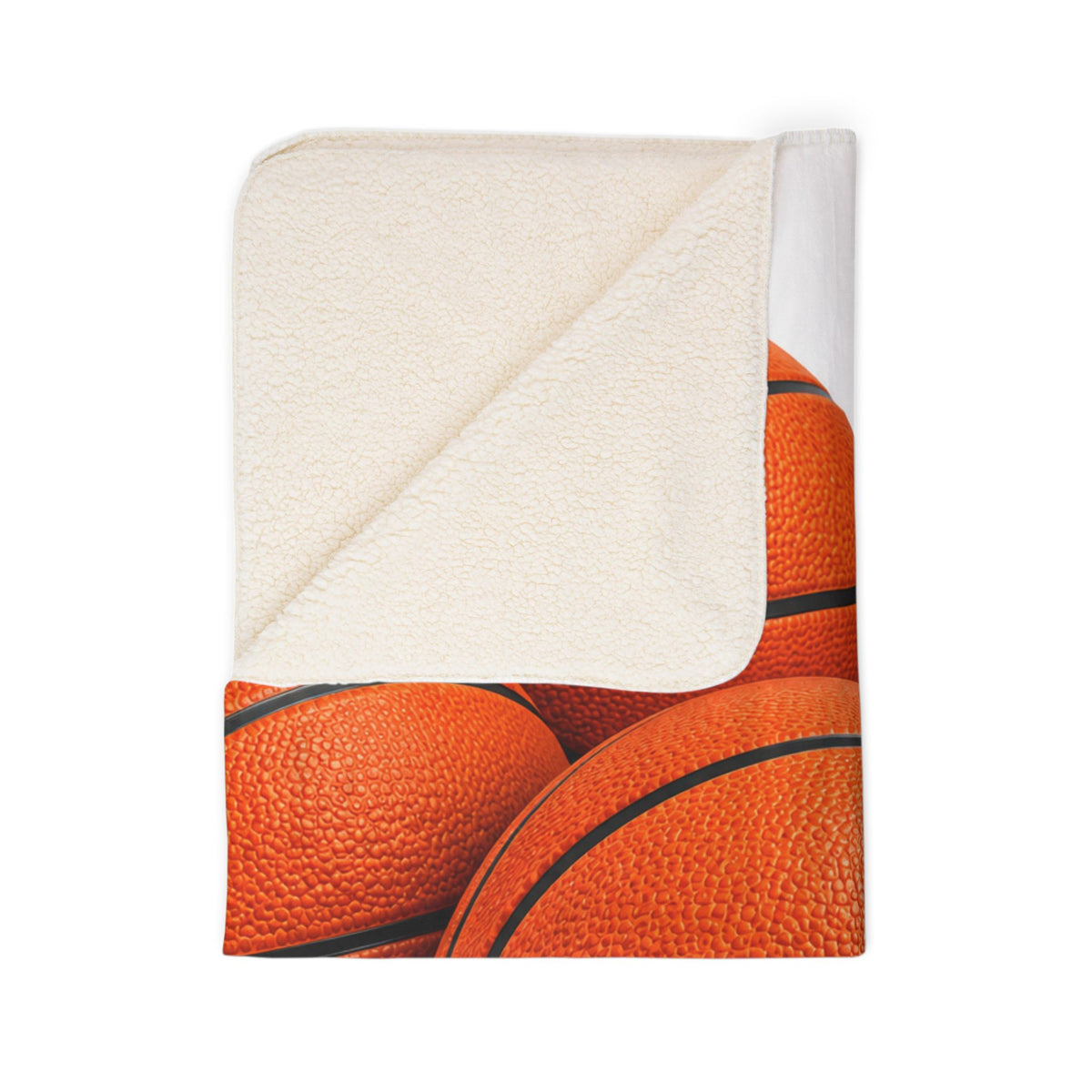 Basketball Sherpa Blanket – Cozy Orange Basketball Design for Fans, Gift for Players & Sports Lovers