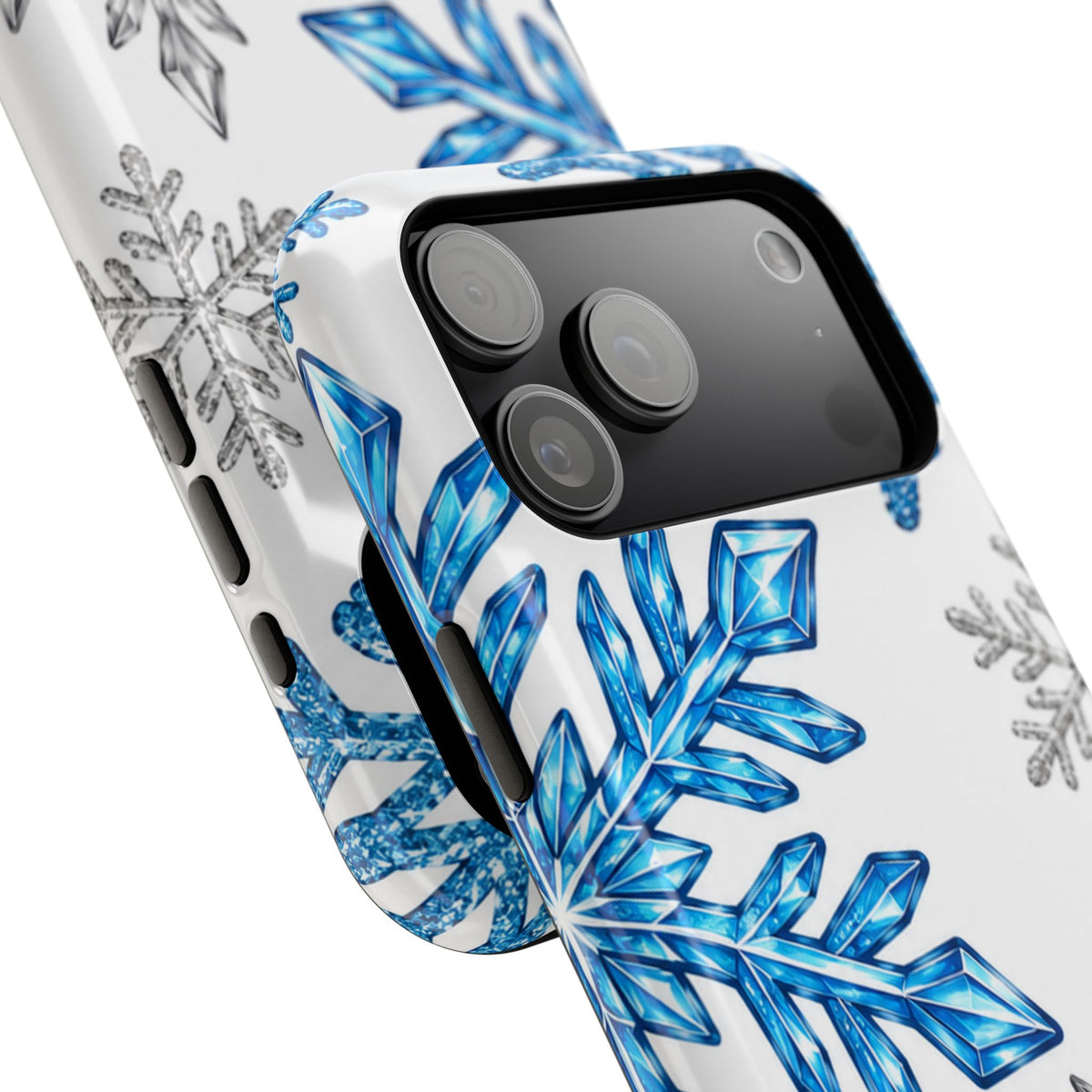 Snowflake Magnetic Impact Phone Case — Winter Blue Crystal Design