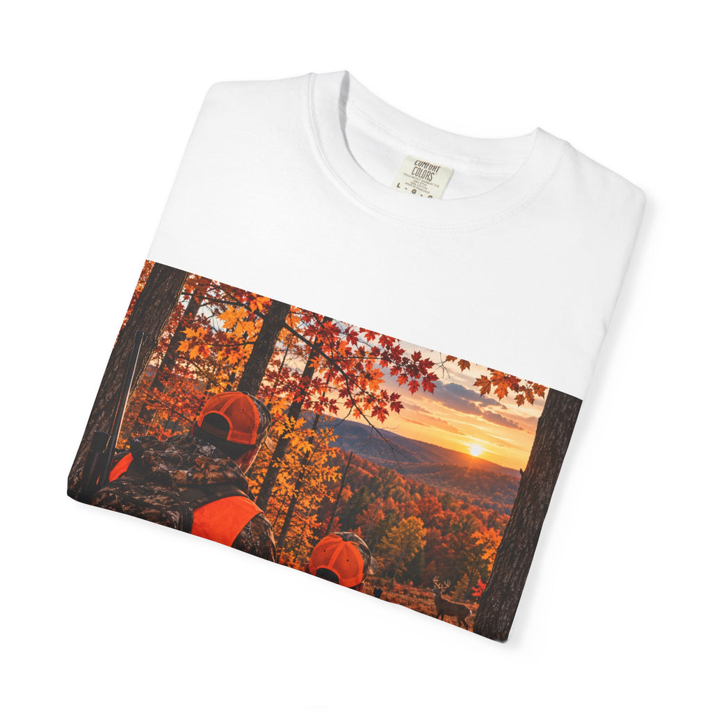 Hunting Sunset T-Shirt — Father & Son Autumn Camouflage Scene