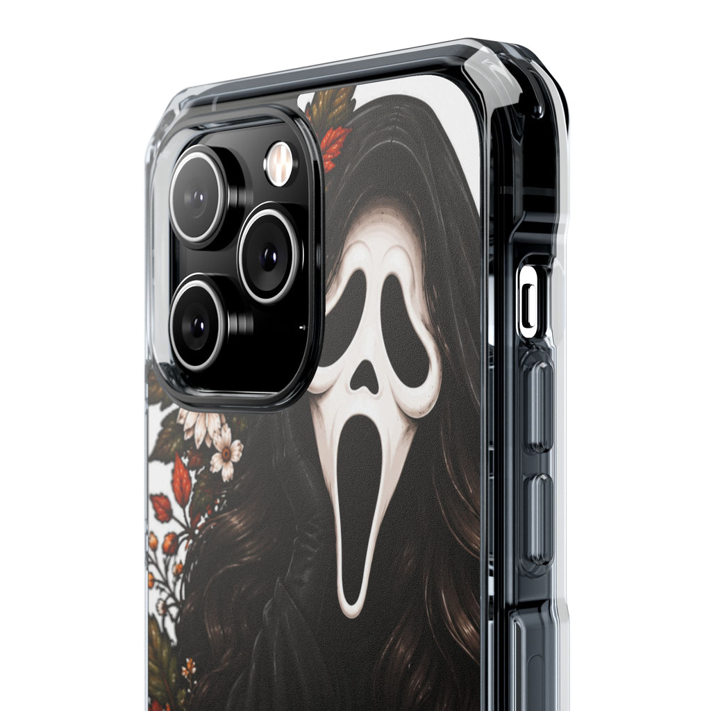 Clear Magnetic Phone Case — Autumn Scream Pumpkin & Sunflower Design