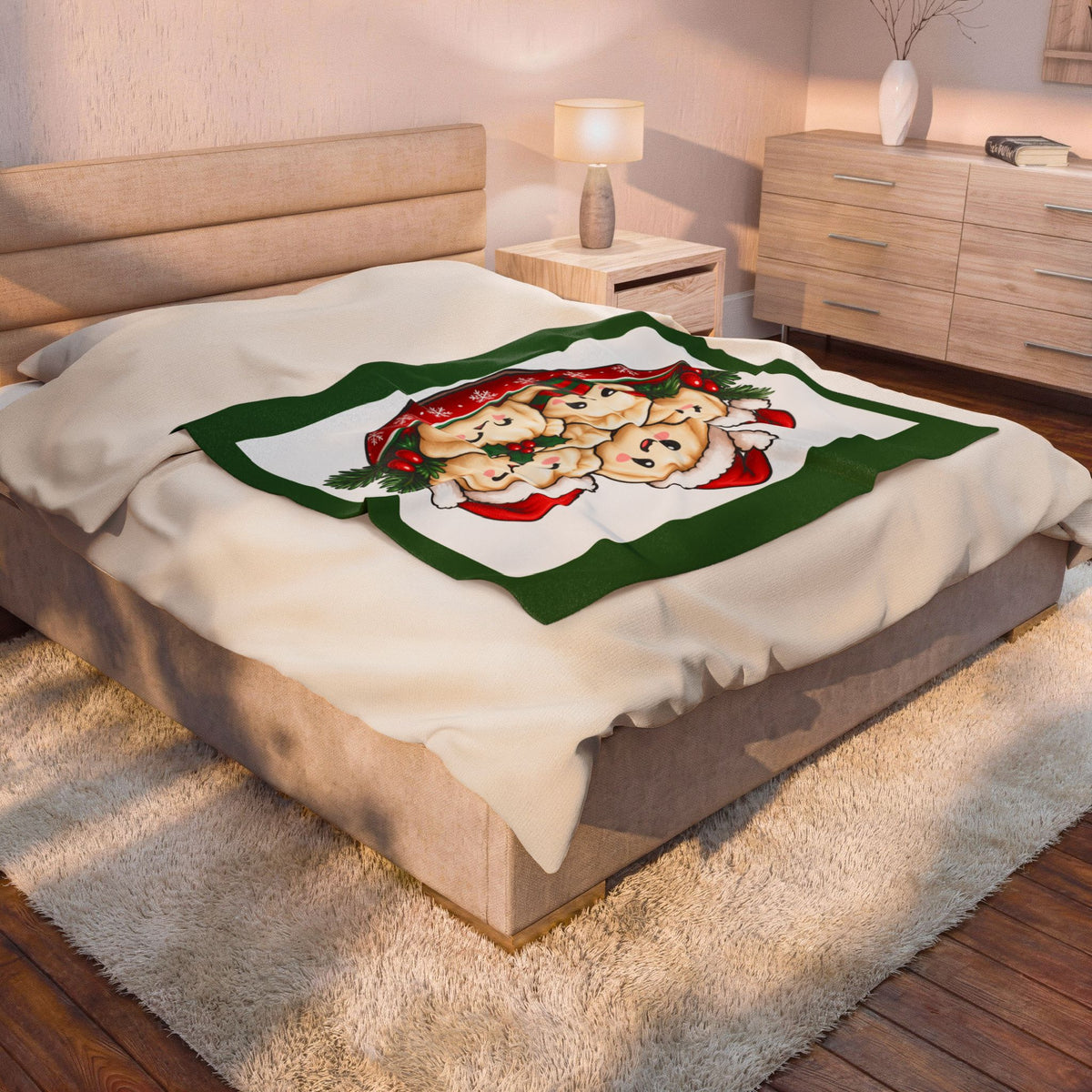 Christmas Cookie Plush Blanket — Cute Santa Cookie Velveteen Throw