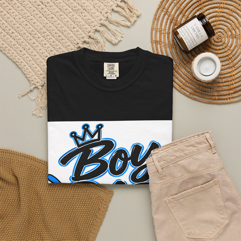 Boy Dad T-Shirt - Retro Blue Script Father's Day Tee for New and Proud Dads