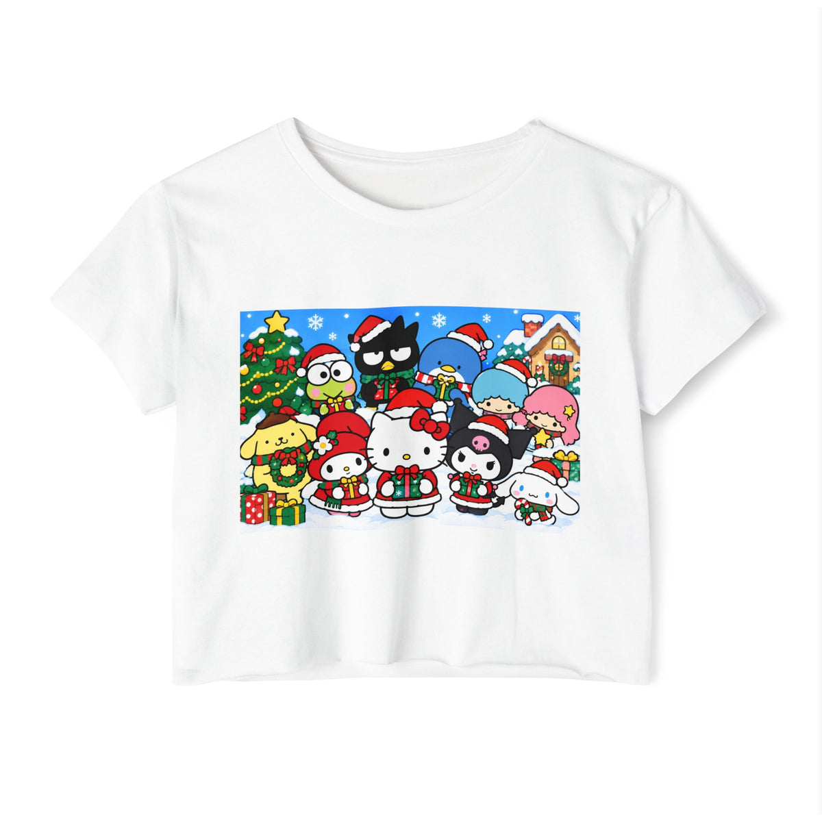 Hello Kitty Christmas Crop Top — Cute Sanrio Holiday Festival Tee