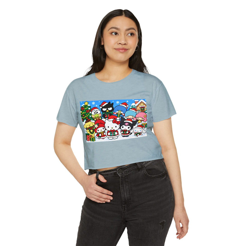 Hello Kitty Christmas Crop Top — Cute Sanrio Holiday Festival Tee